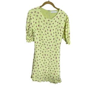 Faithfull the Brand Light Green Dress with Pink Floral Design Medium Florence